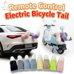 GILL Điều khiển từ xa Đuôi xe đạp điện, Đuôi di chuyển gắn xe thực tế đa năng, Lông tơ dễ thương Tự dính có thể sạc lại đuôi xe máy Trang trí tất cả các phương tiện