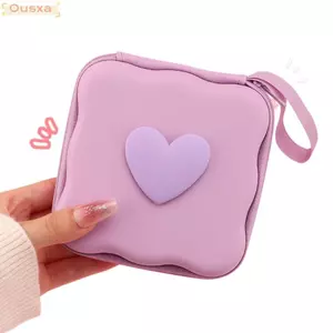 Túi lưu trữ OUSXA, Túi dây kéo trái tim tình yêu đa chức năng, Túi đựng di động tiện lợi chất lượng cao Cáp dữ liệu tai nghe