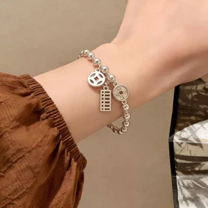 Ánh Sáng Sang Trọng Đồng Xu Bàn Tính Vòng Tay Nữ Niche Thiết Kế Tinh Tế Retro Vòng Tay Cổ Đơn Giản Phù Hợp Với Vòng Tay Phụ Kiện Hợp Thời Trang