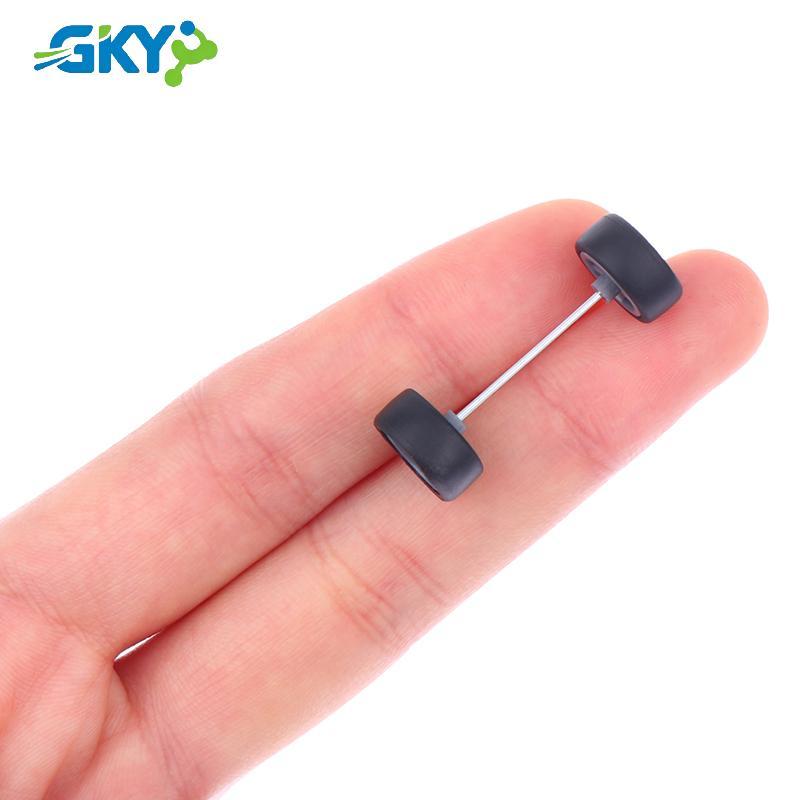 GKY 1 Bộ DIY Racing 1: 64 Bánh Xe Ô Tô Cho Lốp Cao Su Có Trục Bánh Xe Mô Hình Sửa Đổi Phần GKY