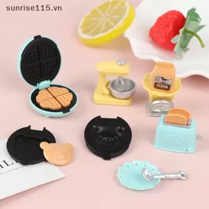 SRVN 1: 12 Nhà búp bê Máy làm bánh mì Mini Máy nướng bánh mì Máy đánh trứng Đĩa cân Bộ bếp thực phẩm.