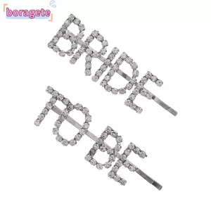 BORAGETE 2 Chiếc Kẹp Tóc Một Từ, Kẹp Tóc Pha Lê, Mũ Đội Đầu Nữ Bạc Để Cô Dâu Mỏng Kẹp Tóc Hàn Quốc Tiệc Cưới