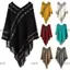 CAST Khăn choàng tua rua sọc hình thoi, Áo Poncho Mông Cổ ấm áp mùa đông phong cách dân tộc, Áo khoác phủ giả Cashmere đan quấn thời trang nữ
