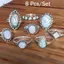 AqToCna 8 Cái / bộ Nhẫn Bạc Trắng Lửa Opal Nhẫn Cưới Đính Hôn Nhẫn Nữ Trang Sức AqToCna