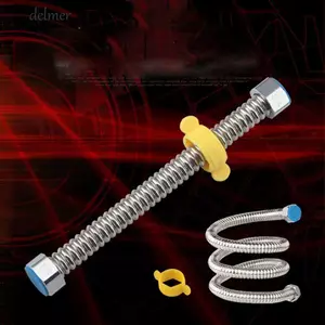 Ống thép không gỉ DELMER 304, dày có cờ lê Ống sóng, 10cm / 20cm / 30cm / 40cm / 50cm Ống nối máy nước nóng chịu nhiệt độ cao chống cháy nổ ngoài trời
