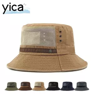 Mũ Xô YICA, Nút Chụp Mũ Cotton Rửa Người Cá, Thường Ngày Với Dây Chống Gió Màu Trơn Mùa Xuân Mùa Hè Mũ Nam Nữ