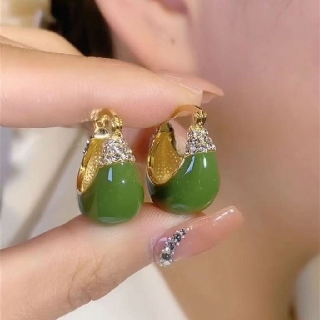 Bông tai tráng men xanh độc đáo sang trọng nhẹ nhàng