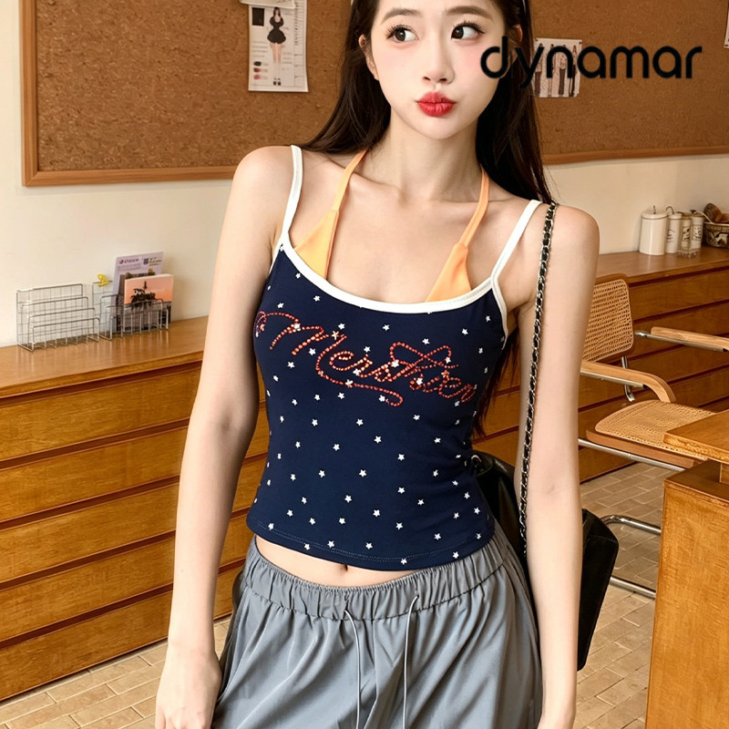 【dynamar】Áo yếm nữ phong cách Mỹ, kiểu cổ yếm ngắn Nhiều màu sắc, dễ thương
