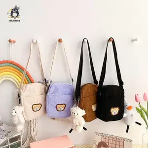 Túi đeo chéo điện thoại hình gấu vải nhung di động Điện thoại di động Ví đựng tiền xu Túi đeo chéo thời trang Túi nhỏ vải nhung Túi Mini mới