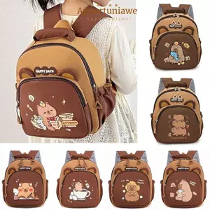 Túi đi học IAPPORTUNIA Capybara, Ba lô Capybara nhẹ hoạt hình, Ba lô mẫu giáo nhiều túi Nylon dung tích lớn