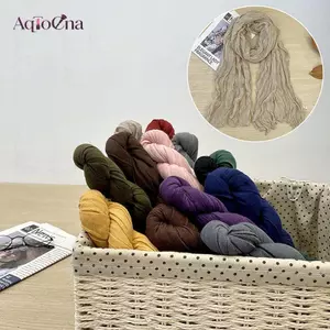 AqToCna Phong Cách Hàn Quốc Vải Lanh Cotton Gấp Khăn Nữ Mỏng Màu Nguyên Chất Đơn Giản Trận Đấu Dài Vai Quấn Ne Ấm Hơn Khăn Lụa AqToCna