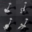 AqToCna Thời Trang Zircon Bụng Nút Nhẫn Thép Không Gỉ Nơ Trái Tim Rốn Xuyên Nhẫn Dành Cho Nữ Gợi Cảm Bụng Xuyên Nhẫn Trang Sức Cơ Thể AqToCna
