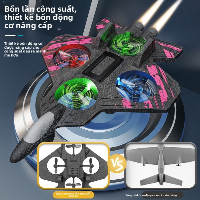 Máy Bay Điều Khiển Từ Xa Drone Foam 2 Trong 1 Cho Bé | Lộn 360° | Chống Va Đập | Đèn LED Bay Đêm | Pin Lâu | Quà Tặng Trẻ Em