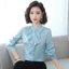 Áo sơ mi nữ dài tay màu trắng trơn nữ công sở nữ OL Work Top Áo sơ mi
