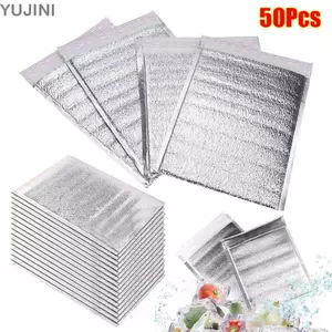 YUJUNI 50 Cái / gói Túi Giấy Nhôm, Túi Cách Nhiệt Ấm Lạnh Băng, Bảo Quản Đồ Uống Giữ Nhiệt Thực Phẩm Di Động Có Túi Làm Mát Đóng Cửa
