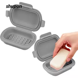 Hộp đựng xà phòng SHUPUN, có thanh chống rò rỉ Đĩa xà phòng du lịch, Hộp xà phòng lật silicon di động cho khách sạn du lịch