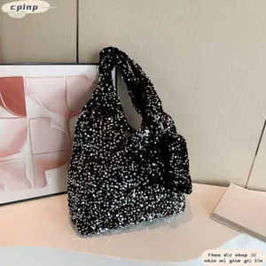 Túi đeo vai CPINCP Sequin, Túi Tote thông thường đa năng, Túi đeo nách dung tích lớn di động dành cho nữ