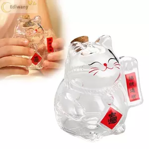 Bình đựng tiền EDIWANY, Ngân hàng heo đất hoạt hình, Bình đựng đậu vàng thủy tinh Mini dễ thương cho phòng khách trang trí văn phòng