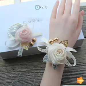 Vòng tay phù dâu đẹp tinh tế Vòng tay hoa hồng lãng mạn Vòng tay ruy băng nhỏ tươi Vòng tay trang sức thời trang Quà tặng mới