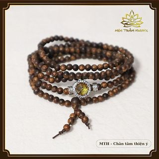 Vòng Tay Trầm Hương 216 Hạt 4mm Trầm Sánh Chìm Mix Charm Bạc S925 Đá Màu Theo Mệnh - Mộc Trầm Hương MTH