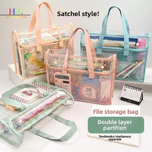 HL 1 Thư mục cầm tay chống nước trong suốt di động dung tích lớn, Túi đựng hồ sơ có thể mở rộng, Túi đựng hồ sơ tự dính PVC LMWU
