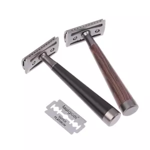 Dao cạo an toàn hai cạnh, Dao cạo tay cầm bằng hợp kim kẽm giả gỗ với 5 lưỡi dao thép không gỉ, Dao cạo thân thiện với môi trường hạng nặng