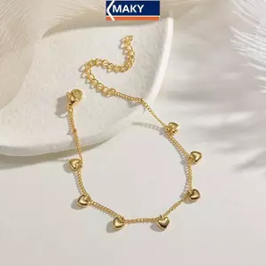 MAKY Đơn Giản Hình Trái Tim Vàng Nữ Trang Sức Thời Trang Vòng Tay Lắc Tay Dây Xích Nữ Quà Tặng Sinh Nhật VN
