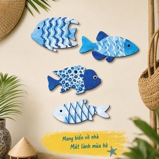 Gỗ Cá Treo Tường Đại Dương Duyên Hải Mộc Mạc Phòng Tắm Phòng Khách Phòng Ngủ Trang Trí Nhà Nghệ Thuật