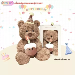 Gấu Bông Sinh Nhật Teddy Đội Mũ Happy Birthday Ôm Bánh Quà Tặng Sinh Nhật Ý Nghĩa Cho Mọi Người, Bobesu