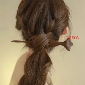 Que Tóc Bằng Gỗ DARON, Kẹp Tóc Gỗ Phong Cách Mèo, Đũa Tóc Bướm Phong Cách Cổ Đại Cho Bánh Buns Hanfu Mũ Sườn Xám