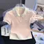 Phong cách Hàn Quốc Preppy Cổ áo polo đính đá ngắn tay Áo thun nữ mùa hè Slim-Fit Slimer Look Design Niche