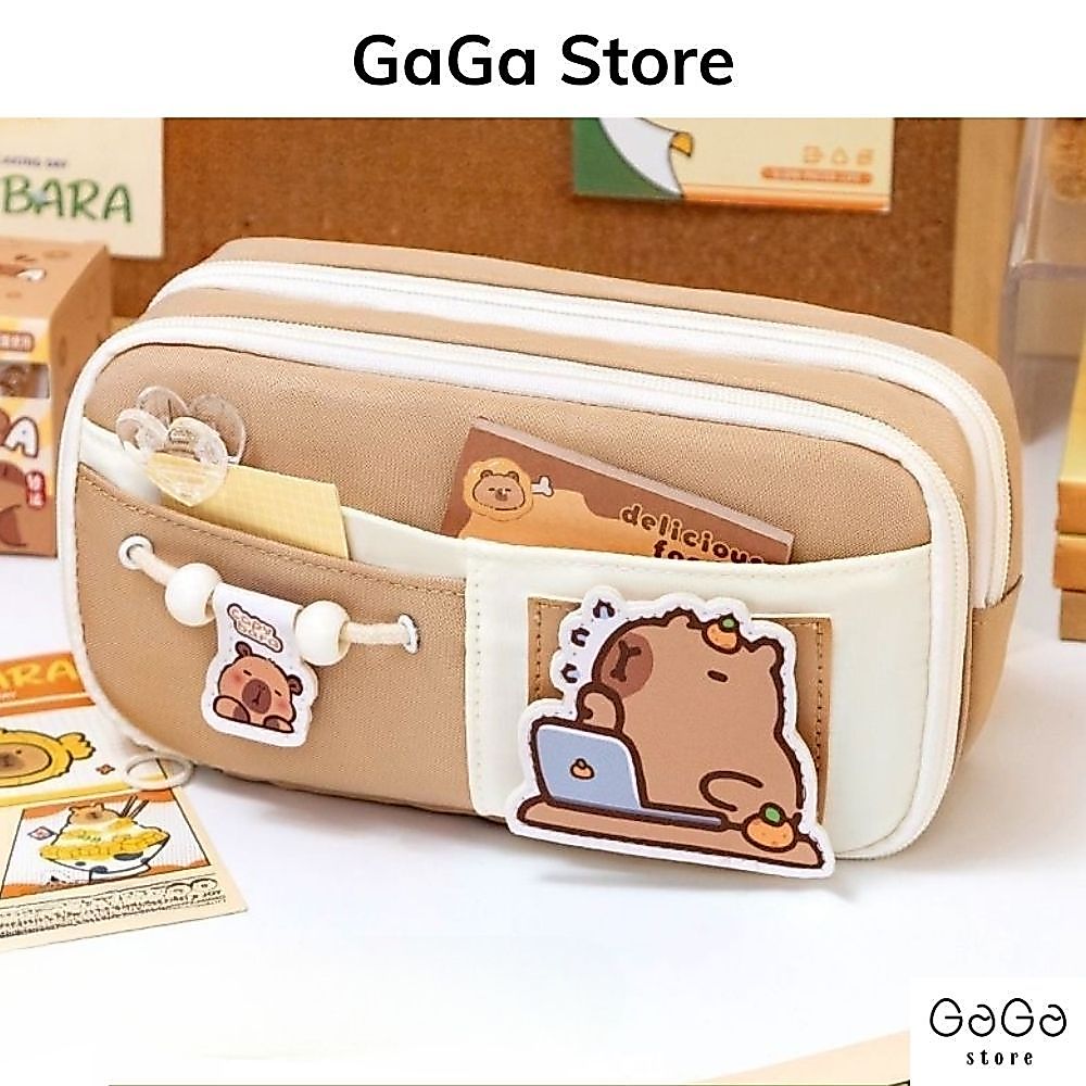 Bóp viết,túi đựng bút phối màu họa tiết capybara dễ thương nhiều ngăn dung tích lớn PKV082 gagastore