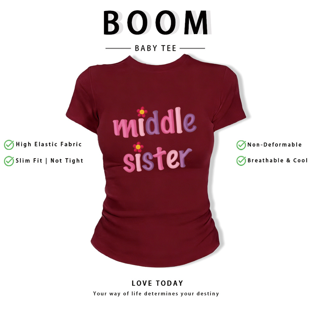 BOOM Áo Baby Tee Nữ Cotton Ôm Body-Áo Thun Ngắn Tay Y2K In Hình PhongCách Mùa Hè, Cổ Tròn Hàng Đầucách hàn quốc phong589