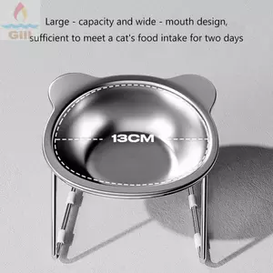 Bát thức ăn cho mèo GILL, Bát cho mèo lớn nghiêng, Thép không gỉ 304 ổn định Bảo vệ cổ chống vỡ Đồ dùng cho thú cưng cho chó con và mèo