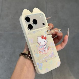 Ốp lưng tai mèo áo lông vũ gradient tím kem chống sốc mềm hot thích iPhone 16/17 Pro Max/15 Pro Max/14/13/12/11/X/XS Max