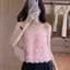 Mùa hè ba chiều hoa cao cấp ngọt ngào Sling Niche Áo Vest đi nghỉ không tay bên bờ biển dễ thương