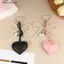 # HB # Bow Heart PU Móc Khóa Dành Cho Nữ Móc Chìa Khóa Dễ Thương Có Dây Móc Khóa Thời Trang Móc Khóa Quà Tặng Cho Bé Gái Túi Trang Trí Mặt Dây Chuyền.