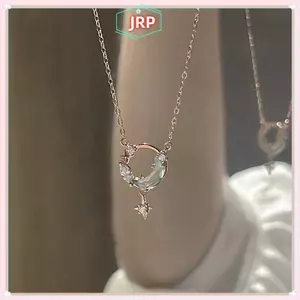 JRP Thời Trang Hàn Quốc Mặt Dây Chuyền Mặt Trăng Rỗng Nelace Màu Bạc Dây Chuyền Nữ Cưới Thẩm Mỹ Trang Sức JRP