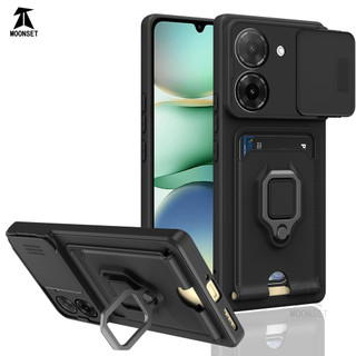 Dành Cho Redmi A5 Ốp Lưng 4 Trong 1 Trượt Camera Bao Đựng Thẻ Đứng Vuông Freebie Dây Chống Sốc Chống Rơi Mỏng Mềm TPU Cover