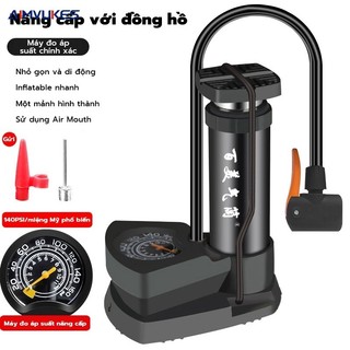 AIMVUKES Bơm xe đạp xe máy nhỏ gọn đạp chân để cốp xe, đầu van Pháp Mỹ công- Bơm Xe Đạp Áp Suất Cao