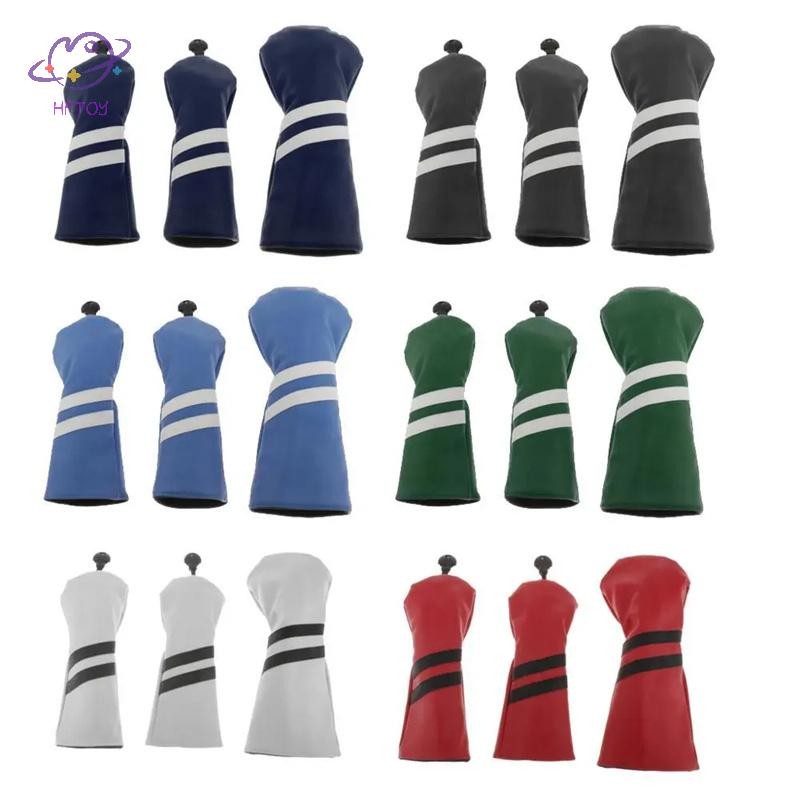 HFTOY 3 chiếc Mũ trùm đầu câu lạc bộ chơi gôn sọc chống nước #1 #3 #5 Vỏ bọc đầu bằng gỗ Driver Fairway Woods Cover Bao da ~