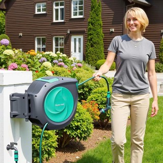 Bộ vòi tưới cây tự thu dây  Auto Hose reel ZH05: ống 16mm 4 lớp chống gập xoắn, dễ di chuyển.