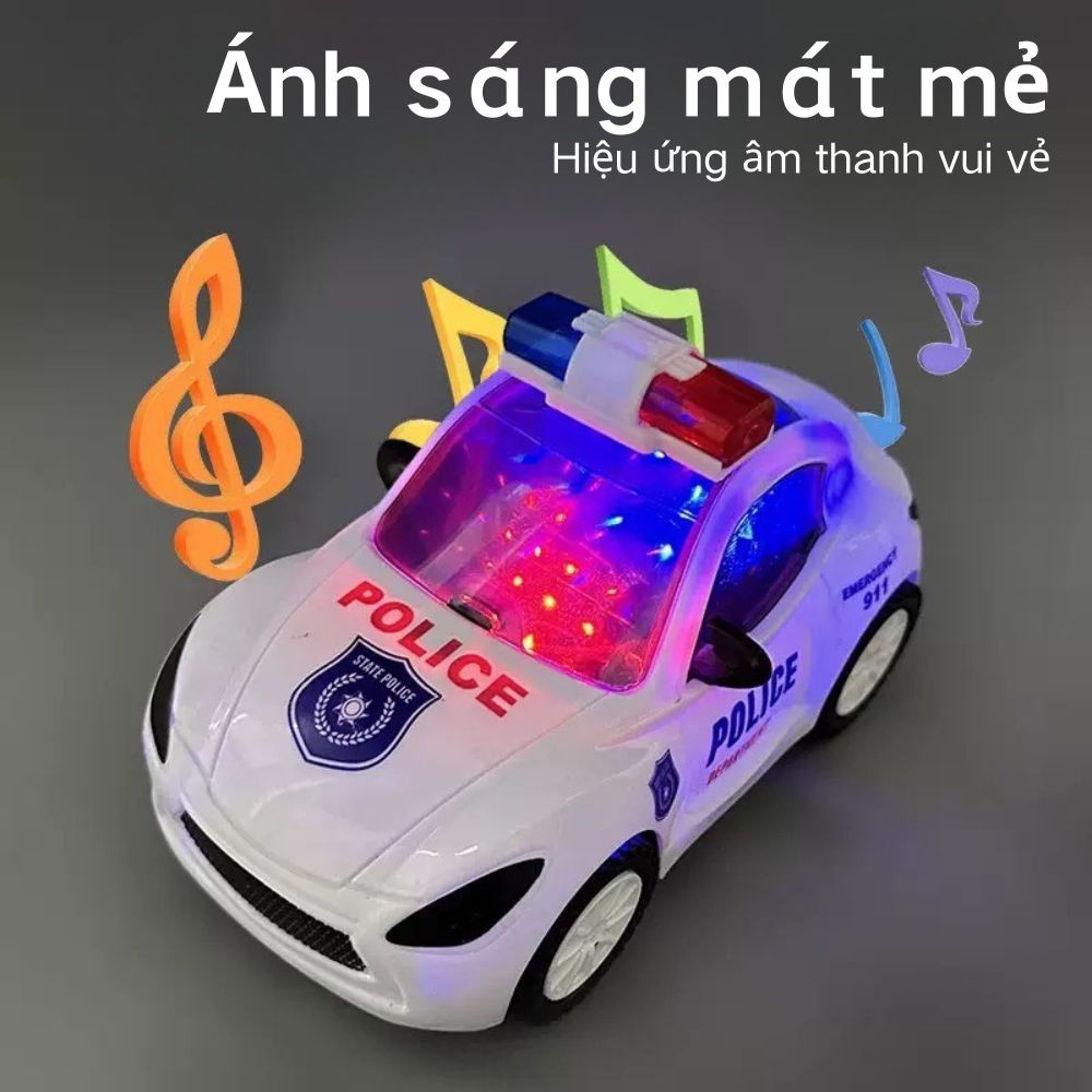 Xe cảnh sát điện đồ chơi cho trẻ em trai xe hơi với bánh vòng xoay có nhạc đèn xe cho trẻ em gái xe hơi nhỏ