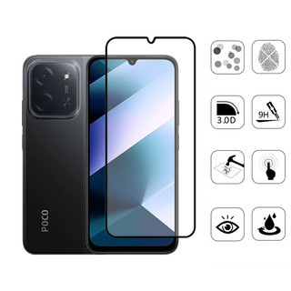 Kính cường lực bảo vệ màn hình 2 trong 1 POCO C85 cho Xiaomi POCO M7 F7 F6 C65 X6 M6 X5 Pro C75 C71 C61 4G 5G + Phim ống kính máy ảnh