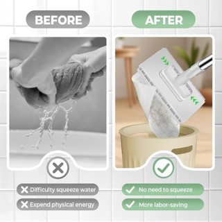Cây lau nhà rảnh tay JOYFULLIFE, 360° Cây lau bụi kẹp đầu xoay, với 3 loại vải có thể tái sử dụng Kẹp lau nhà tự động Làm sạch sàn