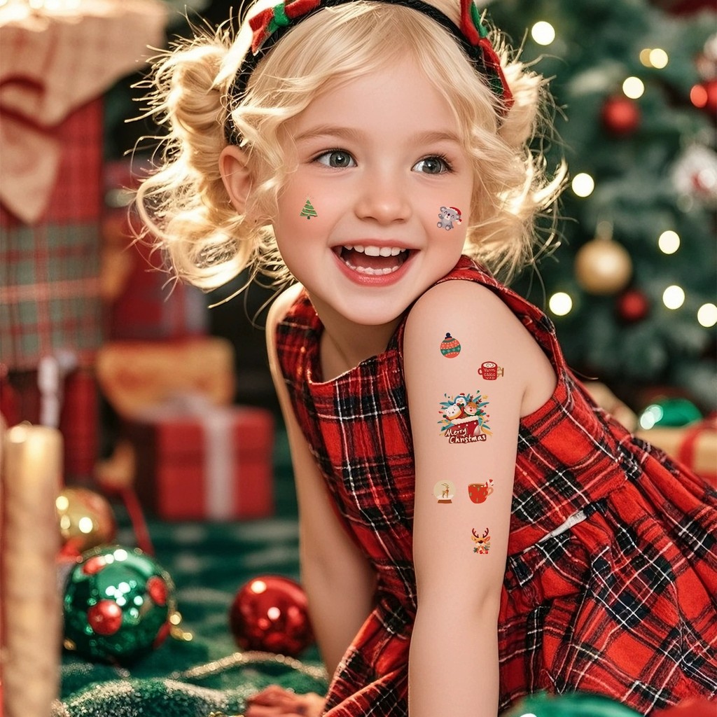 Quà tặng trẻ em Nhãn dán chủ đề Giáng sinh Nhãn dán hình xăm tạm thời Đảng trẻ em Tay cơ thể giả