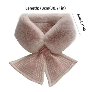 NECKLACEMASK Ấm Cổ Mùa Đông, Lông Thỏ Giả Dày Khăn Cổ Chữ Thập, Ấm Cổ Màu Trơn Thanh Lịch Khăn Choàng Mặc Ngoài Trời