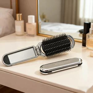 Gương Lược Gấp Gọn Đa Năng Cho Nữ - Lược Khí Bỏ Túi Tiện Lợi - Đồ Makeup Du Lịch Cầm Tay Hot