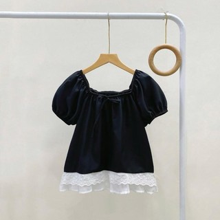Áo bigsize nữ kiểu ren gấu áo xinh xắn tay phồng cổ vuông bo thun nhẹ nhàng thoải mái cho nàng chubby 55-92kg-  A290