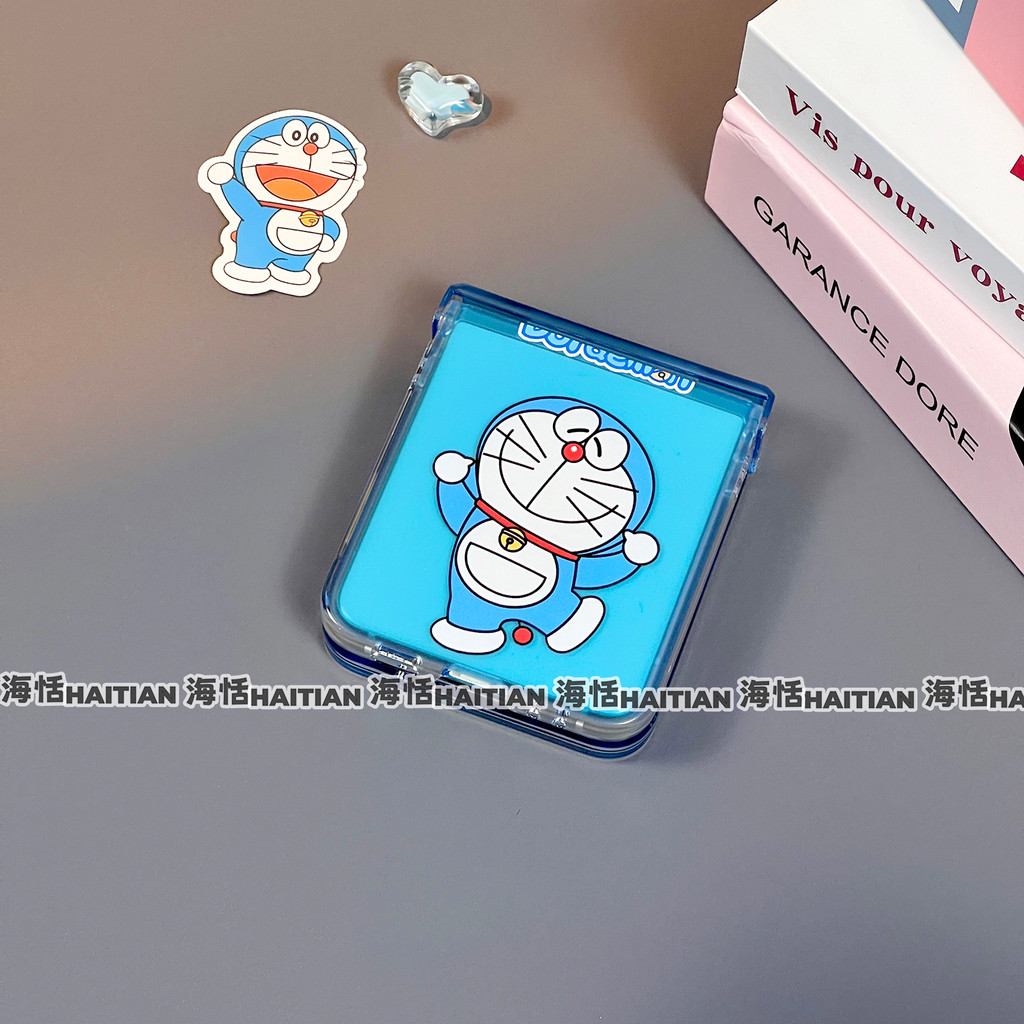 Thích Hợp Cho Samsung Galaxy ZFlip7 ZFlip6 Phim Hoạt Hình Mới Màu Xanh Mờ Vòng Tay Mèo Vỏ Điện Thoại Cho ZFlip 7 6 5 4 3 5G N3Flip MixFlip Dây Gấp Bảo Vệ Cứng